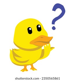 Duck with question mark cartoon character