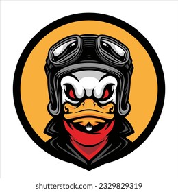 Duck Racer Cartoon Logo Mascot