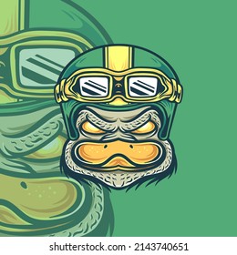 Duck racing helmet motorcyle vector illustration
