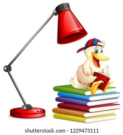 A duck reading book illustration