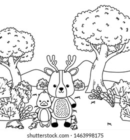 Duck and reindeer cartoon design