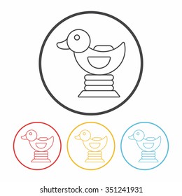 duck riding line icon