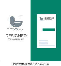 Duck, River, Canada Grey Logo Design and Business Card Template. Vector Icon Template background