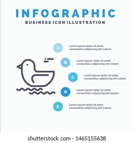 Duck, River, Canada Line icon with 5 steps presentation infographics Background. Vector Icon Template background