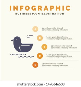 Duck, River, Canada Solid Icon Infographics 5 Steps Presentation Background. Vector Icon Template background