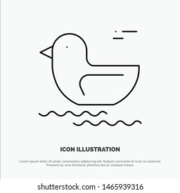 Duck, River,  Line Icon Vector. Vector Icon Template background
