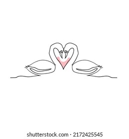 Duck romantic line art premium vector