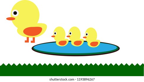 Duck And Samll duck Vector