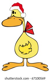 Duck with Santa Claus Hat.
