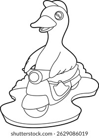 Duck Scooter Animal Vector Graphic Art Illustration