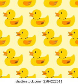 Duck seamless pattern. Baby toy backgtound. Vector illustration.