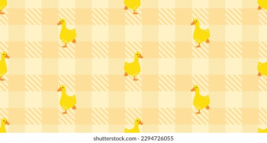 duck seamless pattern bird goose rubber duck tartan plaid checked shower toy bathroom bird chicken vector cartoon pet scarf isolated animal tile wallpaper repeat background doodle illustration design
