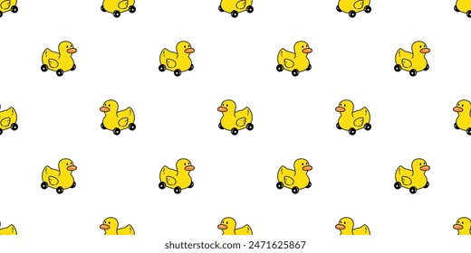 duck seamless pattern car wheel cartoon rubber duck chicken bird vector pet wrapping paper scarf isolated doodle animal farm tile wallpaper repeat background illustration design