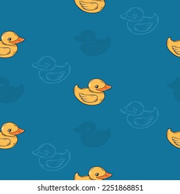 duck seamless pattern, cartoon style vector illustration