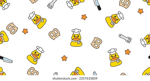 duck seamless pattern chef cooking bakery kitchen pretzel star rubber duck shower bathroom toy chicken bird vector pet wrapping paper scarf isolated doodle cartoon animal farm tile wallpaper repeat ba