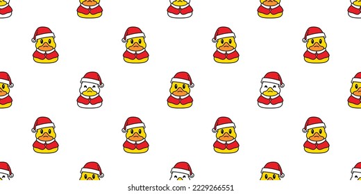 duck seamless pattern christmas santa claus hat bird goose shower bathroom bird chicken vector cartoon pet scarf isolated animal tile wallpaper repeat background doodle illustration design