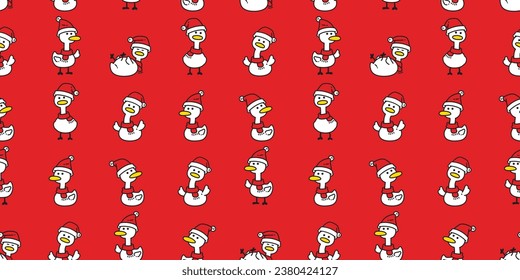 duck seamless pattern christmas santa claus hat rubber duck vector chicken bird pet wrapping paper scarf isolated doodle cartoon animal farm tile wallpaper repeat background illustration design
