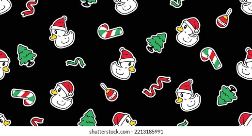 duck seamless pattern christmas tree santa claus hat ribbon bird goose chicken vector cartoon pet scarf isolated animal tile wallpaper repeat background doodle illustration design