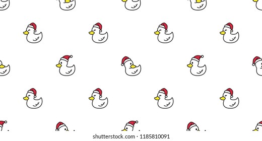 duck seamless pattern Christmas vector rubber duck Santa Claus Xmas tile background repeat wallpaper cartoon scarf isolated illustration