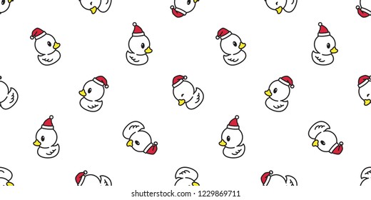 duck seamless pattern Christmas vector rubber ducky Santa Claus hat icon logo cartoon illustration bird repeat wallpaper tile background gift wrap white