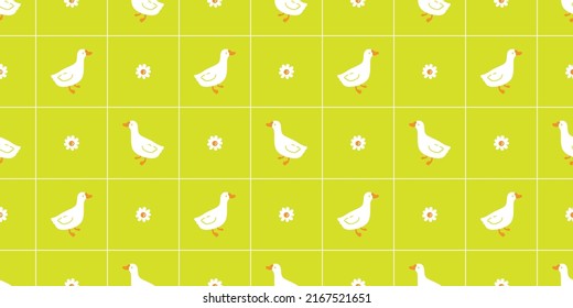 duck seamless pattern daisy flower rubber duck bird goose shower bathroom swimming pool bird chicken vector cartoon pet scarf isolated animal tile wallpaper repeat background doodle illustration desig