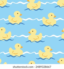 Ducking nahtlose Muster Design für Hintergrund, Bildschirmhintergrund, Textildesign, Stoff, Decke, Decke für Kinderkarte, Wrapping Paper, Batik, Teppich, Notizbuch, Tagebuchabdeckung, und etc.