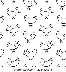 Duck seamless pattern doodle outline vector.