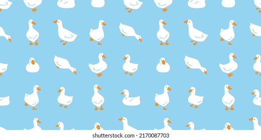 duck seamless pattern goose bird rubber duck shower bathroom swimming pool bird chicken vector cartoon pet scarf isolated animal tile wallpaper repeat background doodle illustration design