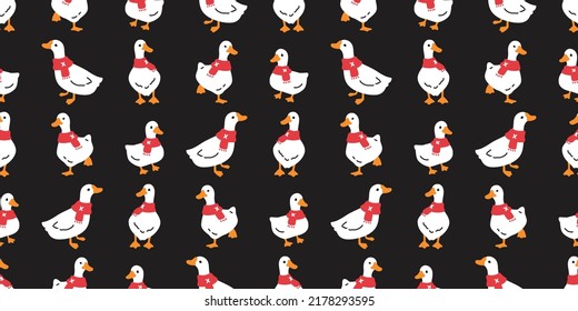 duck seamless pattern goose bird rubber duck shower christmas scarf bathroom chicken vector cartoon pet isolated animal repeat background tile wallpaper doodle illustration design