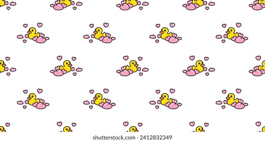 duck seamless pattern heart valentine rubber duck chicken bird cartoon vector pet wrapping paper scarf isolated doodle animal farm tile wallpaper repeat background illustration design