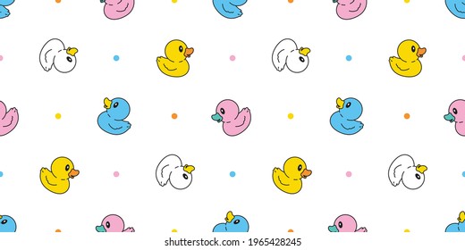 duck seamless pattern rubber duck bathroom shower toy chicken bird vector pet scarf isolated cartoon animal tile wallpaper repeat background doodle illustration design