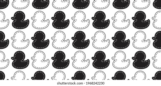 duck seamless pattern rubber duck bathroom shower dash line toy chicken bird vector pet scarf isolated cartoon animal tile wallpaper repeat background doodle illustration black white design