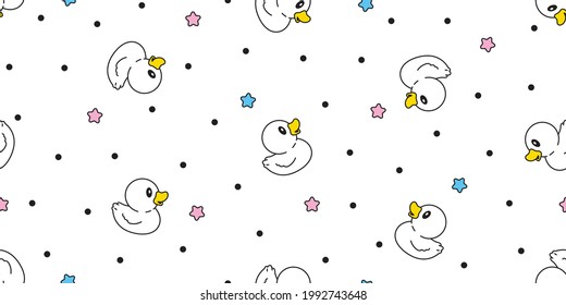 duck seamless pattern rubber duck bathroom shower star toy chicken bird vector pet scarf isolated cartoon animal tile wallpaper repeat background doodle illustration design