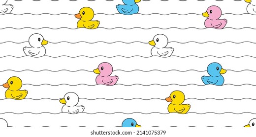 duck seamless pattern rubber duck shower wave bathroom toy ocean swimming pool chicken bird vector pet scarf isolated cartoon animal tile wallpaper repeat background doodle illustration pastel design