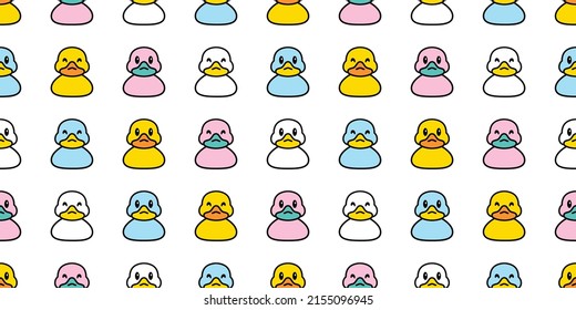 duck seamless pattern rubber duck shower bathroom soap bubble toy bird chicken vector pet scarf isolated cartoon animal tile wallpaper repeat background illustration doodle design