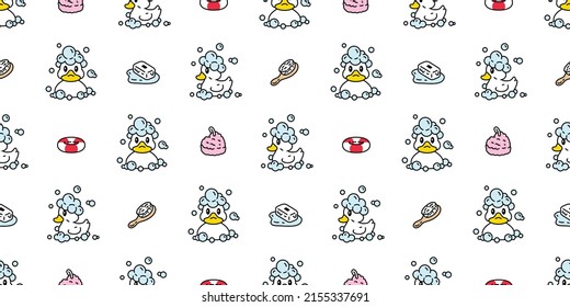 duck seamless pattern rubber duck shower vector bathroom soap bubble toy bird chicken pet scarf isolated cartoon animal tile wallpaper repeat background doodle illustration design