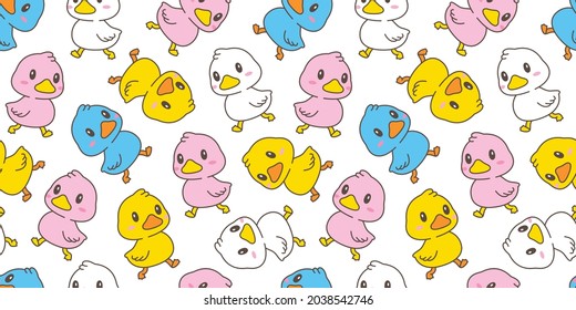 duck seamless pattern rubber duck walking shower bathroom toy chicken bird vector pet scarf gift wrapping paper cartoon animal doodle tile wallpaper repeat background illustration color design