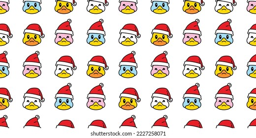 duck seamless pattern santa claus hat christmas head bird goose shower bathroom chicken vector cartoon pet scarf isolated animal tile wallpaper repeat background doodle illustration design