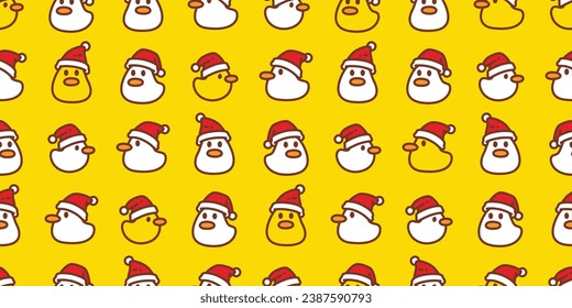 duck seamless pattern santa claus hat christmas rubber duck chicken bird vector pet wrapping paper doodle cartoon animal farm tile wallpaper repeat background illustration scarf isolated design