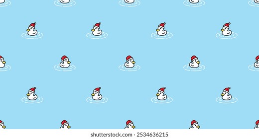 duck seamless pattern santa claus hat christmas rubber duck chicken bird vector pet scarf isolated gift wrapping paper doodle cartoon animal farm tile wallpaper repeat background illustration design