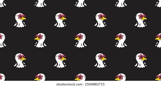 duck seamless pattern star sunglasses fancy chicken bird vector pet wrapping paper scarf isolated doodle cartoon animal farm tile wallpaper repeat background illustration design