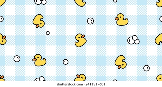 duck seamless pattern tartan plaid checked rubber duck soap bubble chicken bird cartoon vector pet wrapping paper scarf isolated doodle animal farm tile wallpaper repeat background illustration design