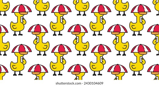 duck seamless pattern umbrella raining rubber duck chicken bird vector pet wrapping paper scarf isolated doodle cartoon animal farm tile wallpaper repeat background illustration design