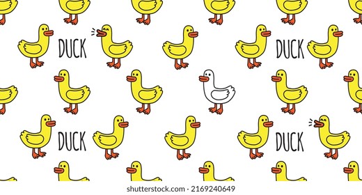 Duck Seamless Pattern Vector Cute Duck Cartoon Isolated Repeat Wallpaper Background Animal Bird Illustration Design