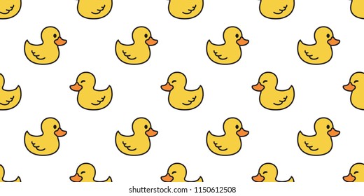 duck seamless pattern vector rubber duck tile background repeat wallpaper scarf isolated illustration yellow