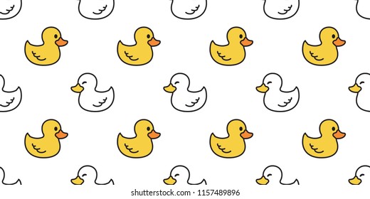 duck seamless pattern vector rubber duck tile background repeat wallpaper scarf isolated illustration white yellow