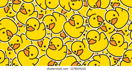 Duck Seamless Pattern Vector Rubber Ducky Isolated Cartoon Illustration Bird Bath Shower Repeat Wallpaper Tile Background Gift Wrap Paper Yellow
