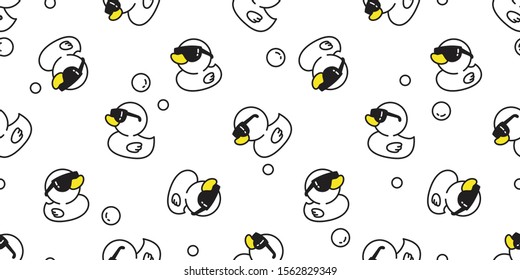 duck seamless pattern vector rubber duck sunglasses shower bath soap bubble cartoon scarf isolated repeat wallpaper tile background illustration bird animal doodle design