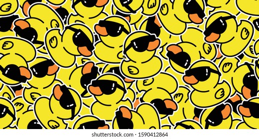 duck seamless pattern vector rubber duck sunglasses shower bath cartoon scarf isolated repeat wallpaper tile background illustration bird animal doodle design