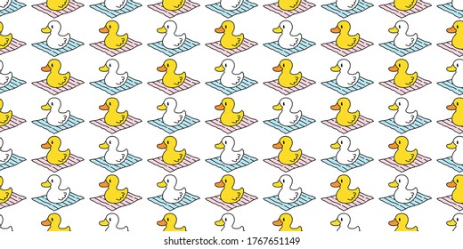 duck seamless pattern vector rubber duck bird farm beach towel cartoon animal scarf isolated repeat wallpaper tile background illustration doodle design